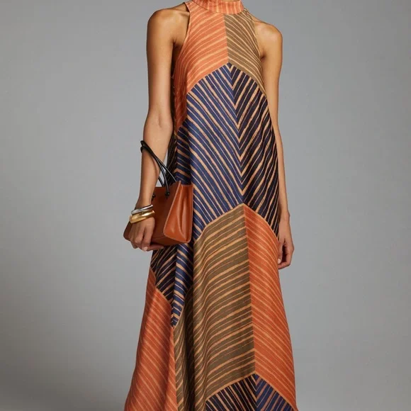 NWT ANTHROPOLOGIE Farm Rio halter maxi dress Size M - Picture 9 of 10